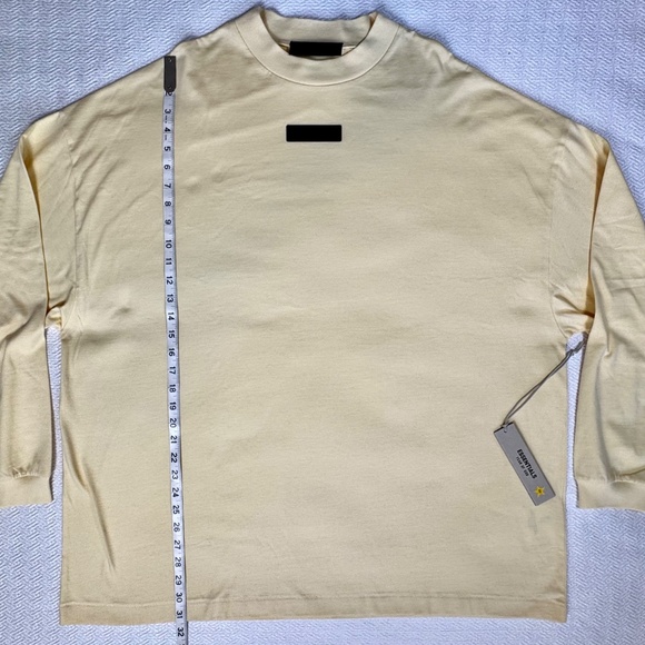 NWT Fear of God Essentials Long Sleeve Jersey Crewneck T-Shirt Yellow Men's Sz L - Picture 6 of 13
